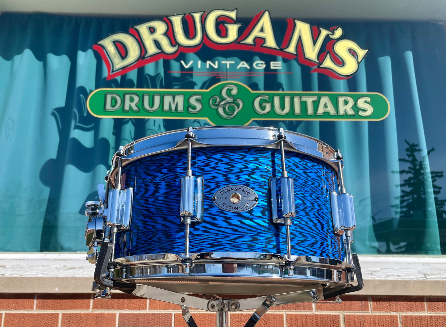 Rogers 6.5x14 Wood Dyna-Sonic Snare Drum Blue Onyx Dynasonic Reissue #37-BLO