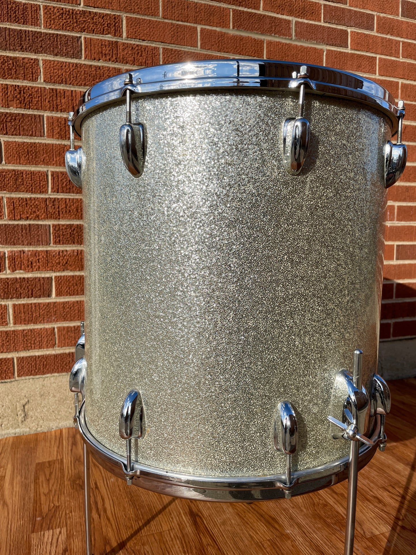 1966 Slingerland 16x16 Floor Tom Drum Silver Sparkle