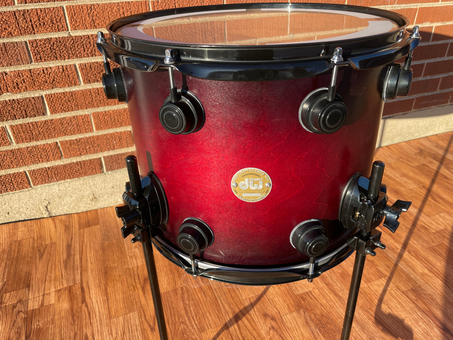 DW Collector's Series 11x14 Floor Tom Drum Single Red-Black Fade Burst Drum Workshop