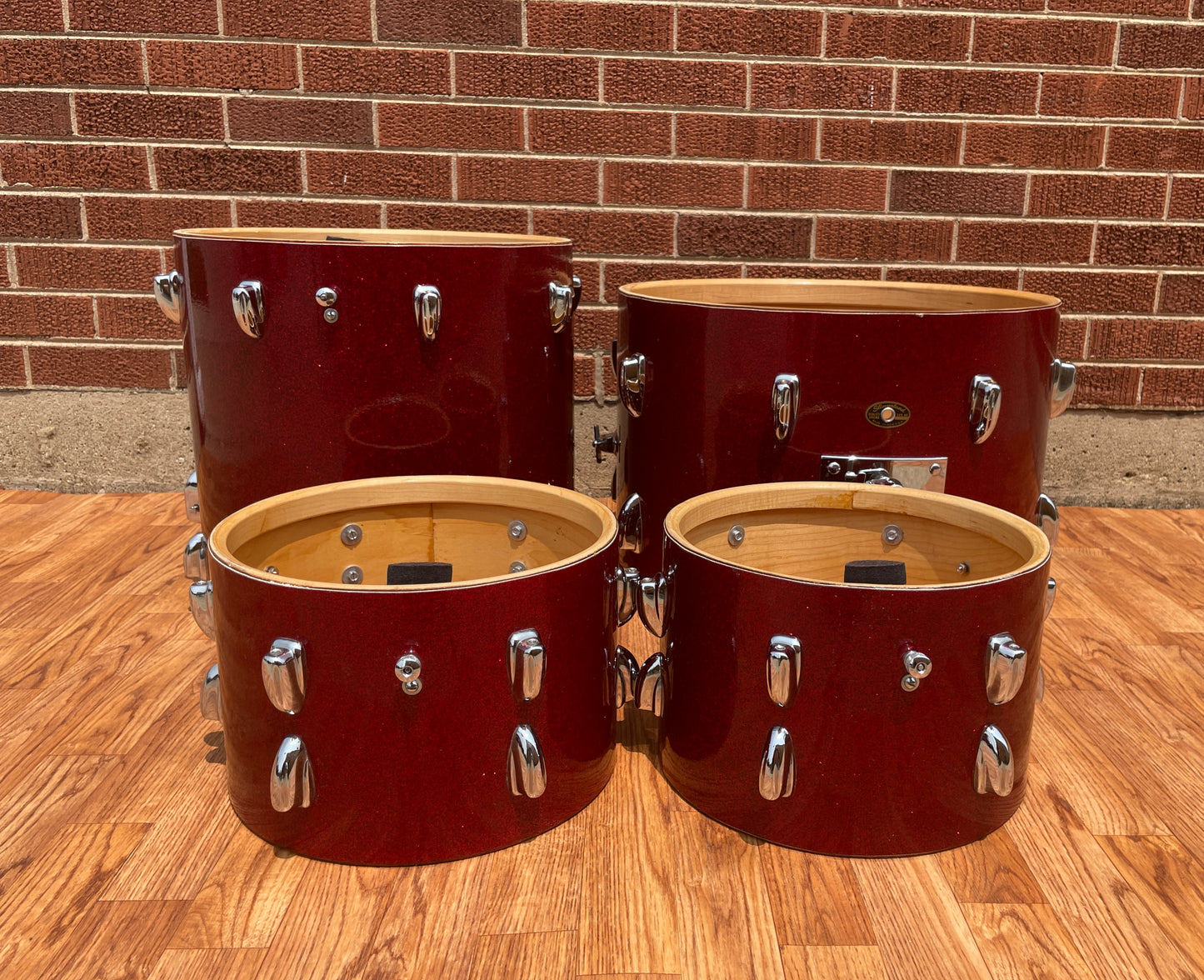 1963 Slingerland Modern Solo Outfit 2R Drum Set Red Glass Glitter Sparkle