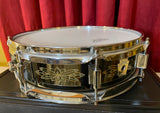 N.O.S. 1990s Ludwig 3x13 Limited Edition 12 Point Floral Engraved Black Beauty Snare Drum w/ Case