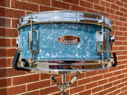 1970s Reuther 5x14 Snare Drum Turquoise Blue Pearl MIJ