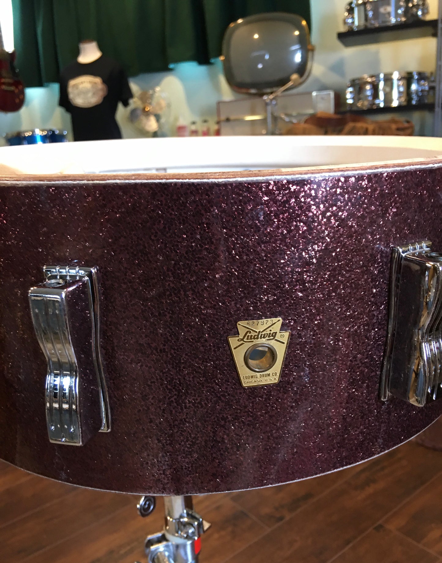 1966 Ludwig 5x14 Jazz Festival Snare Drum Burgundy Sparkle