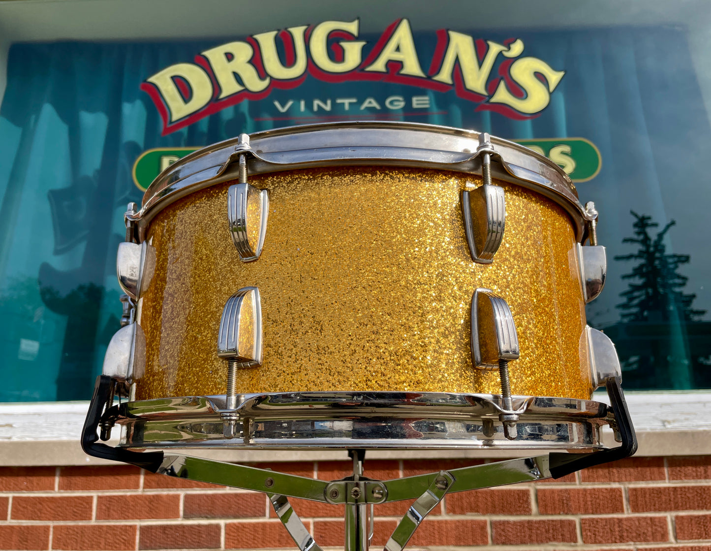 1962 Ludwig 6.5x14 No. 912 School Festival Snare Drum Gold Sparkle Pre-Serial