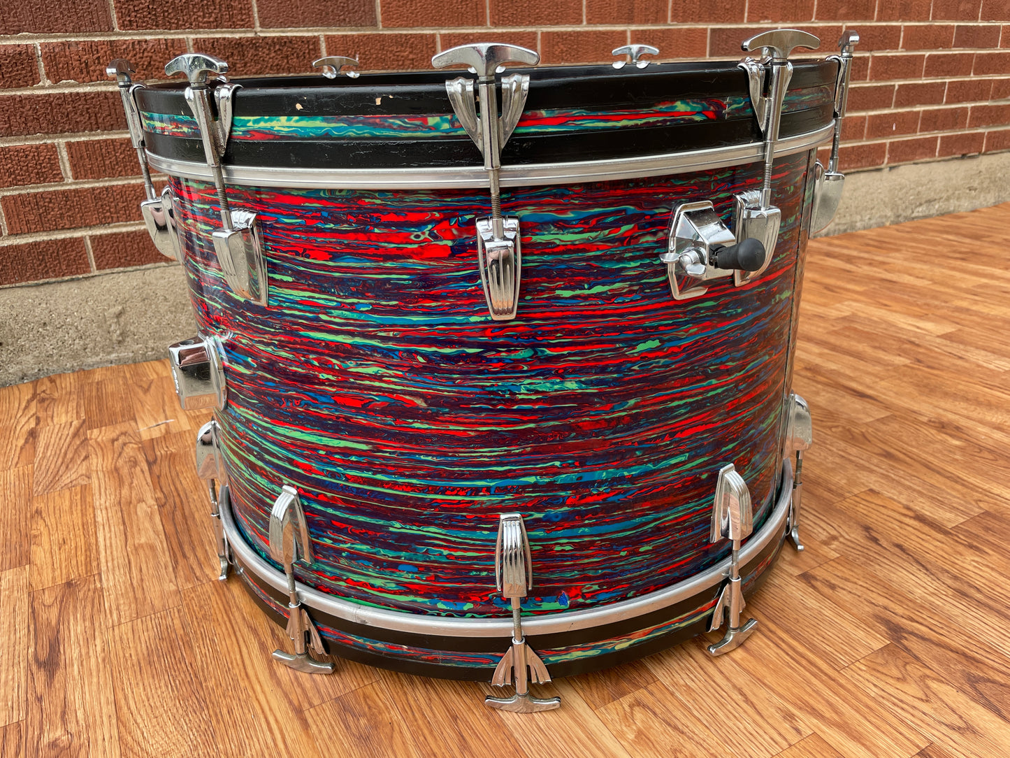 1970s Ludwig 14x22 Bass Drum Psychedelic Red
