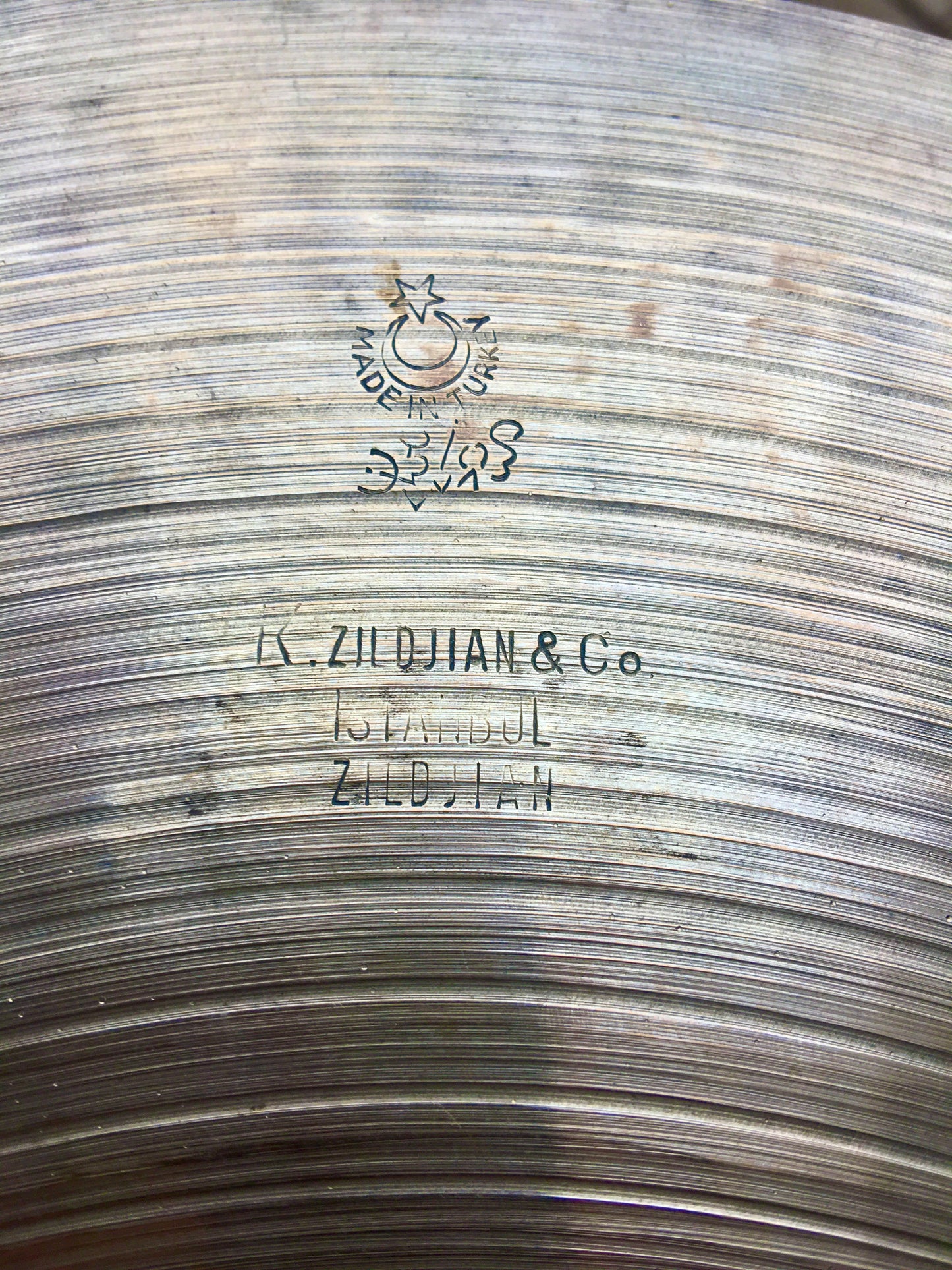15" 1960s K Zildjian Istanbul New Stamp Hi-Hat / Crash Cymbal 878g #631