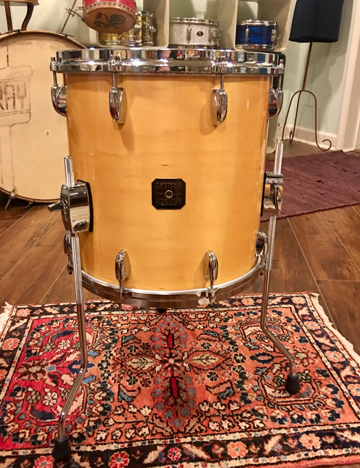 1980s Gretsch Square Badge 14X14 Floor Tom Natural Maple