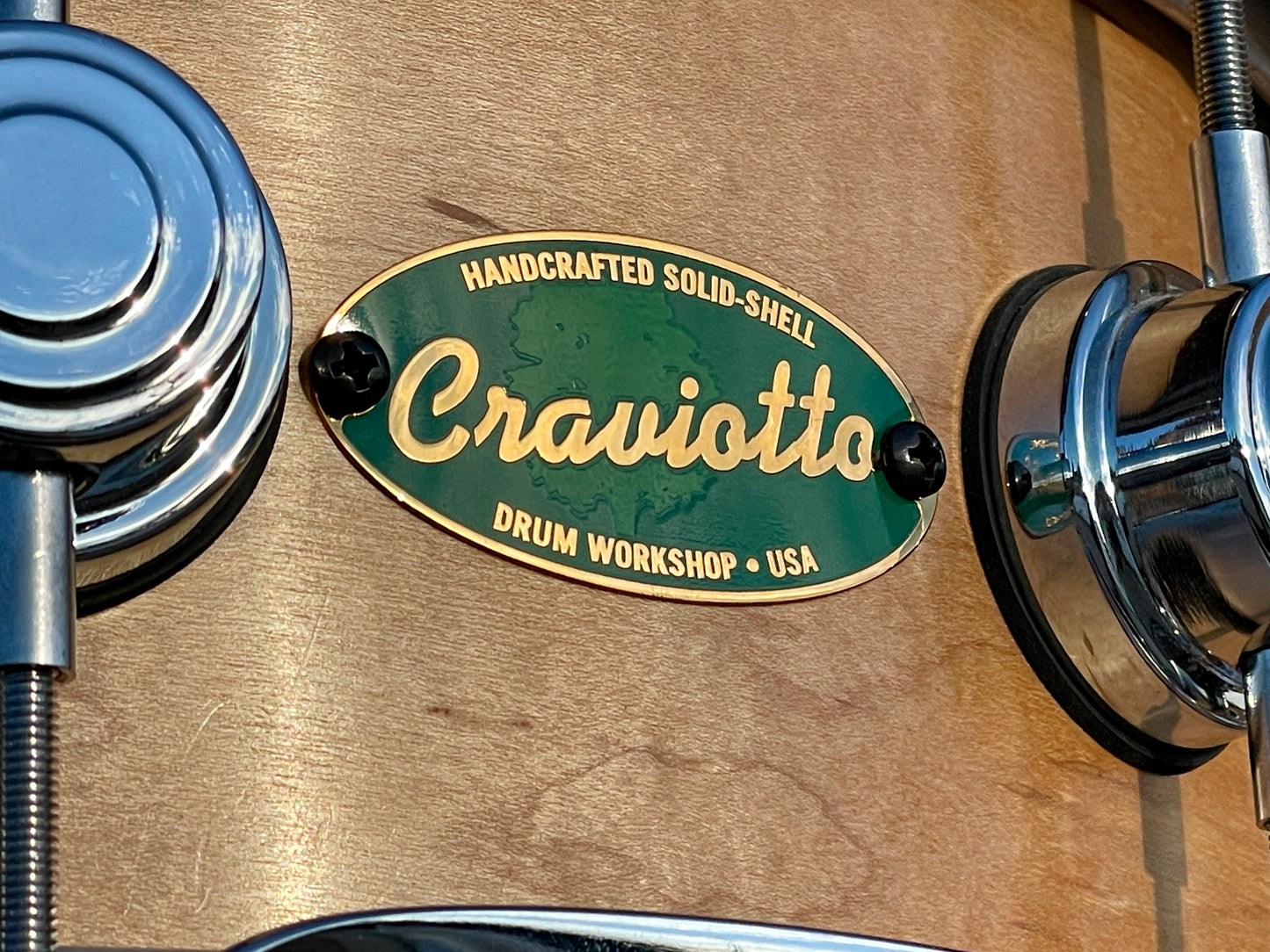 2003 DW Craviotto 5x14 Solid Shell Satin Natural Maple Snare Drum Workshop