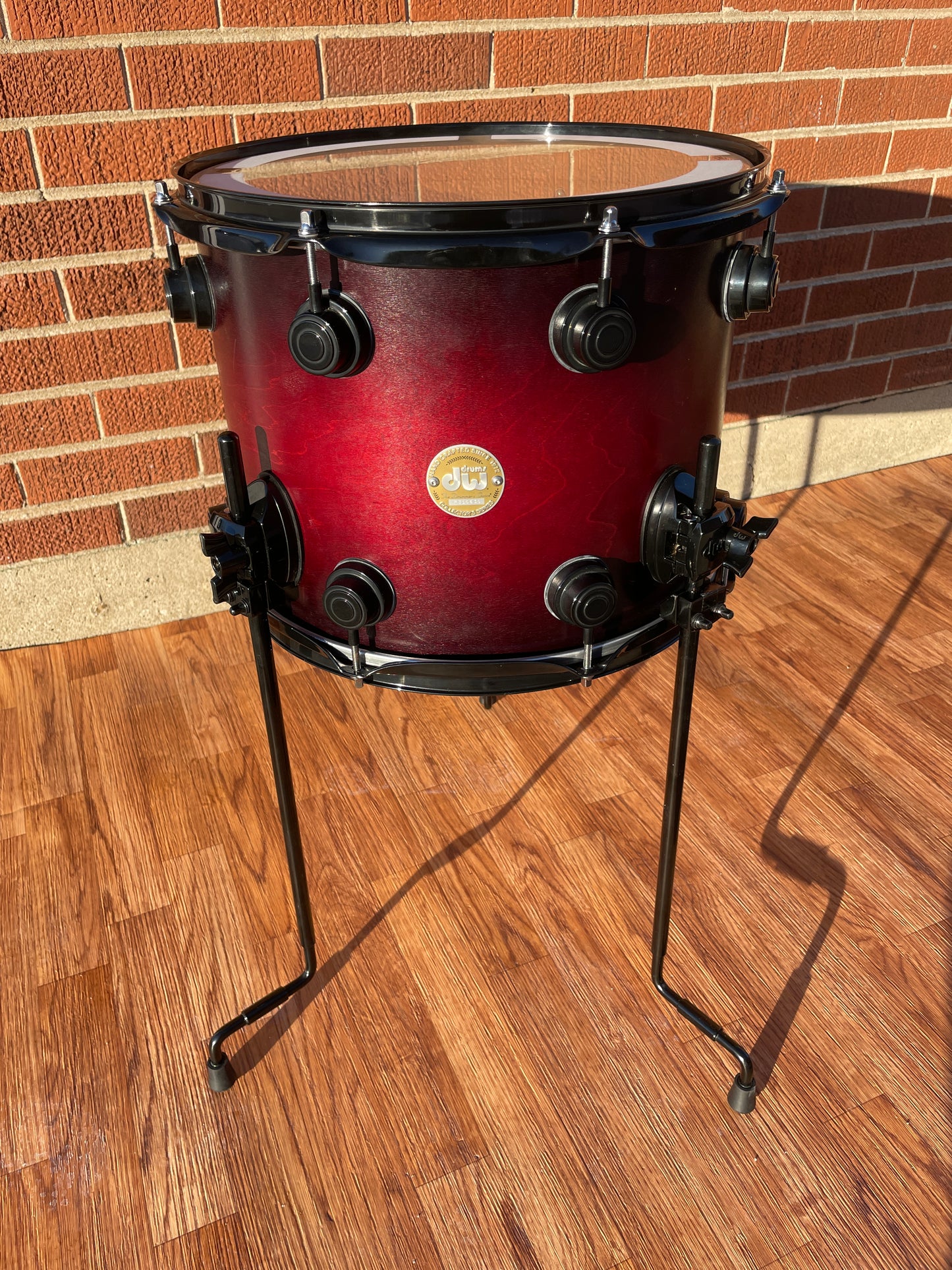 DW Collector's Series 11x14 Floor Tom Drum Single Red-Black Fade Burst Drum Workshop