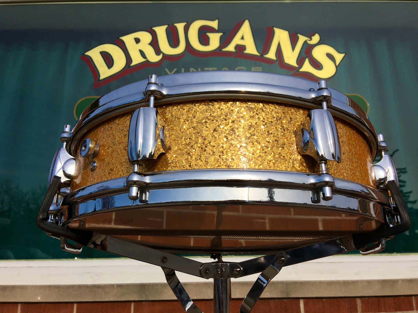 1960s Premier 4x14 Royal Ace 4 Snare Drum Gold Sparkle