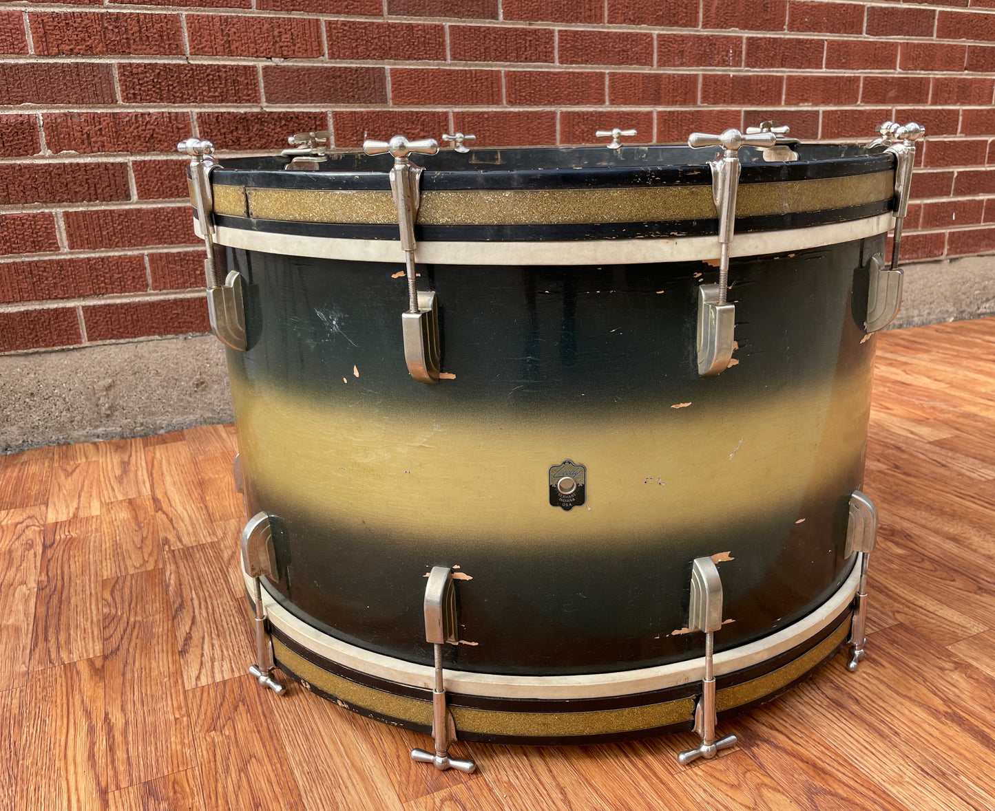 1948 Leedy Broadway Swingster Outfit Snare, Tom, Bass Drum Blue / Silver Duco 24/13/6.5x14