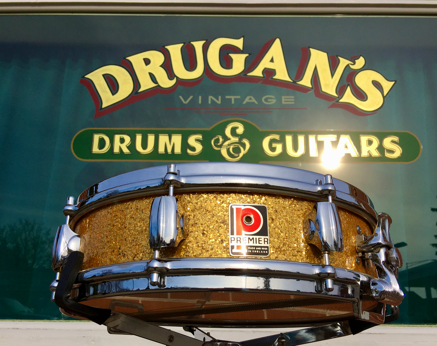 1960s Premier 4x14 Royal Ace 4 Snare Drum Gold Sparkle