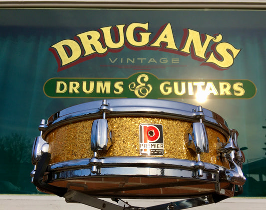 1960s Premier 4x14 Royal Ace 4 Snare Drum Gold Sparkle