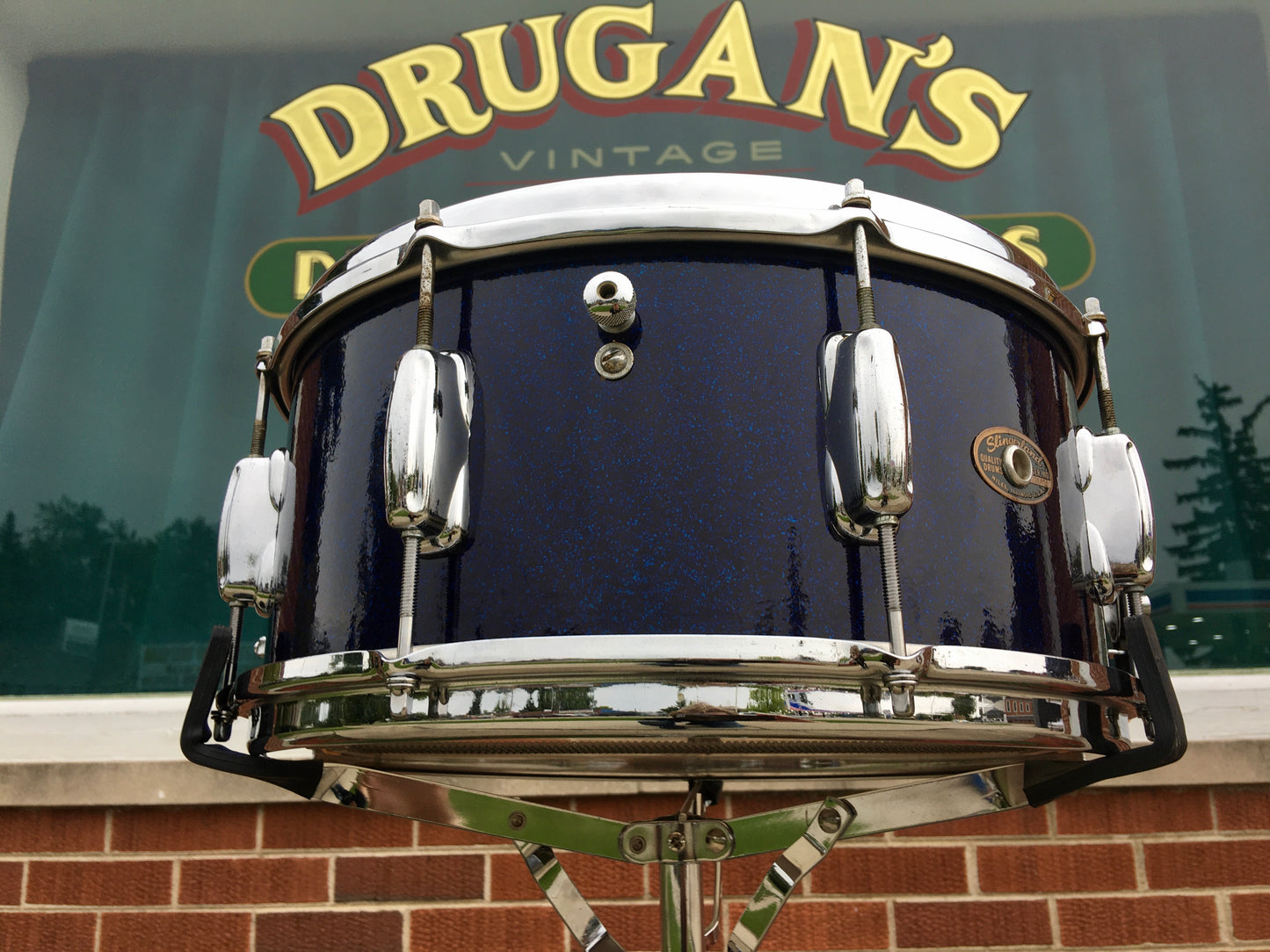 1965 Slingerland Holywood Ace Snare Drum 6.5X14 Blue Sparkle