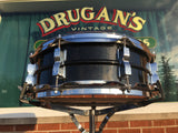 1980s Ludwig Black Galaxy 5x14 Blackrolite Acrolite Snare Drum