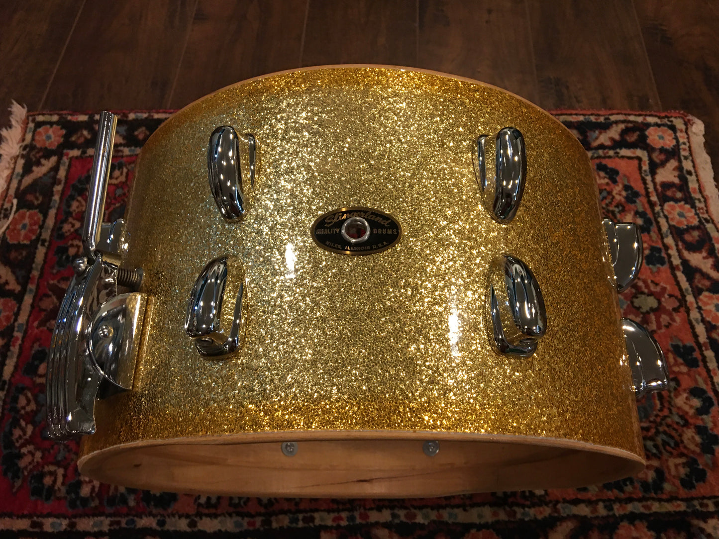 1960-62 Slingerland Super Gene Krupa 8x14 Gold Sparkle Radio King Snare Drum