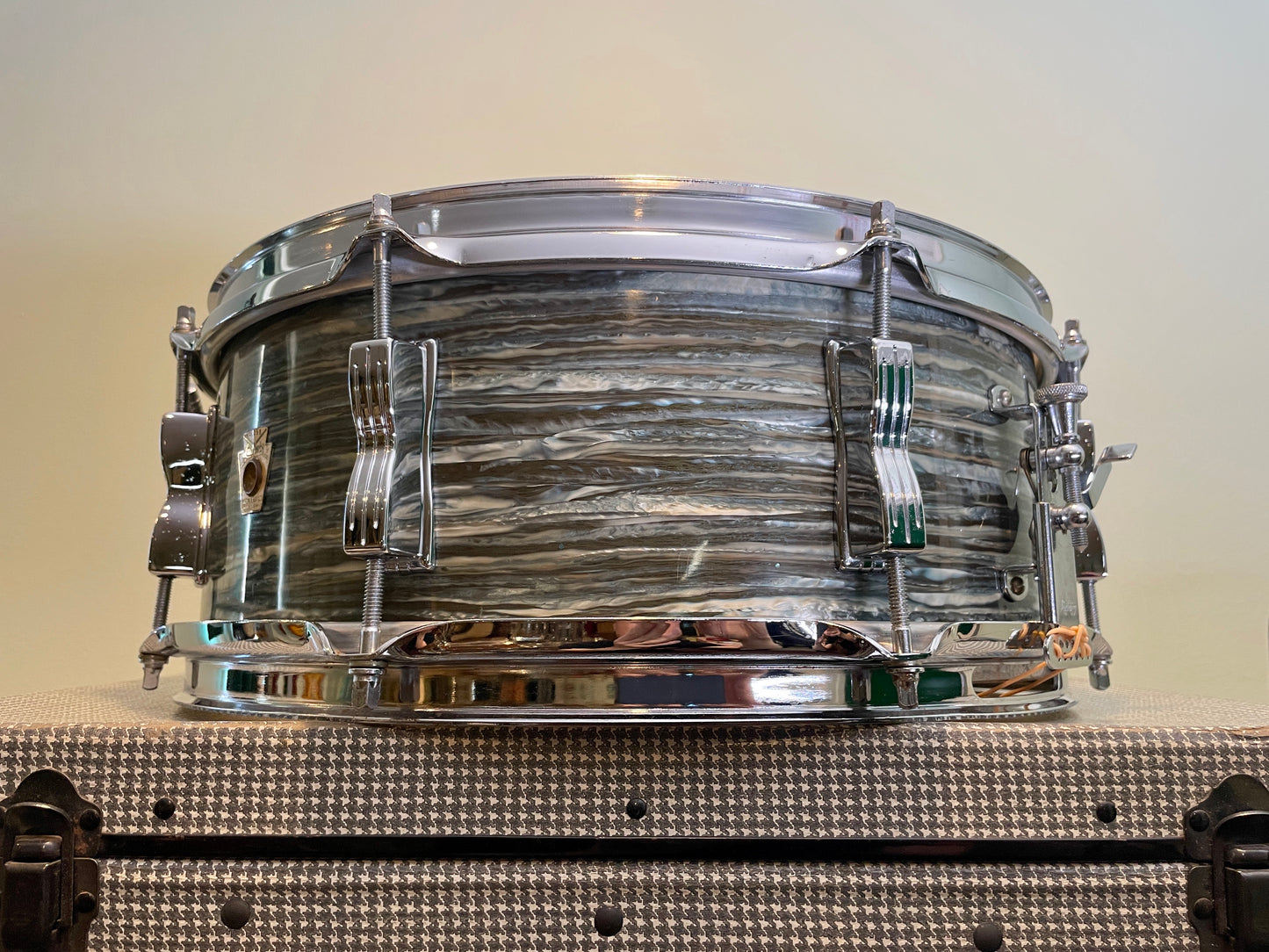 1966 Ludwig 5x14 Jazz Festival Snare Drum Oyster Blue Pearl