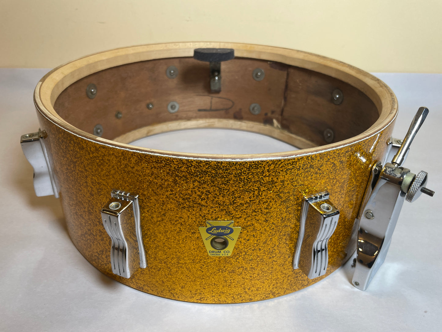 1959 Ludwig Transition Badge Buddy Rich Super Classic Snare Drum Gold Sparkle