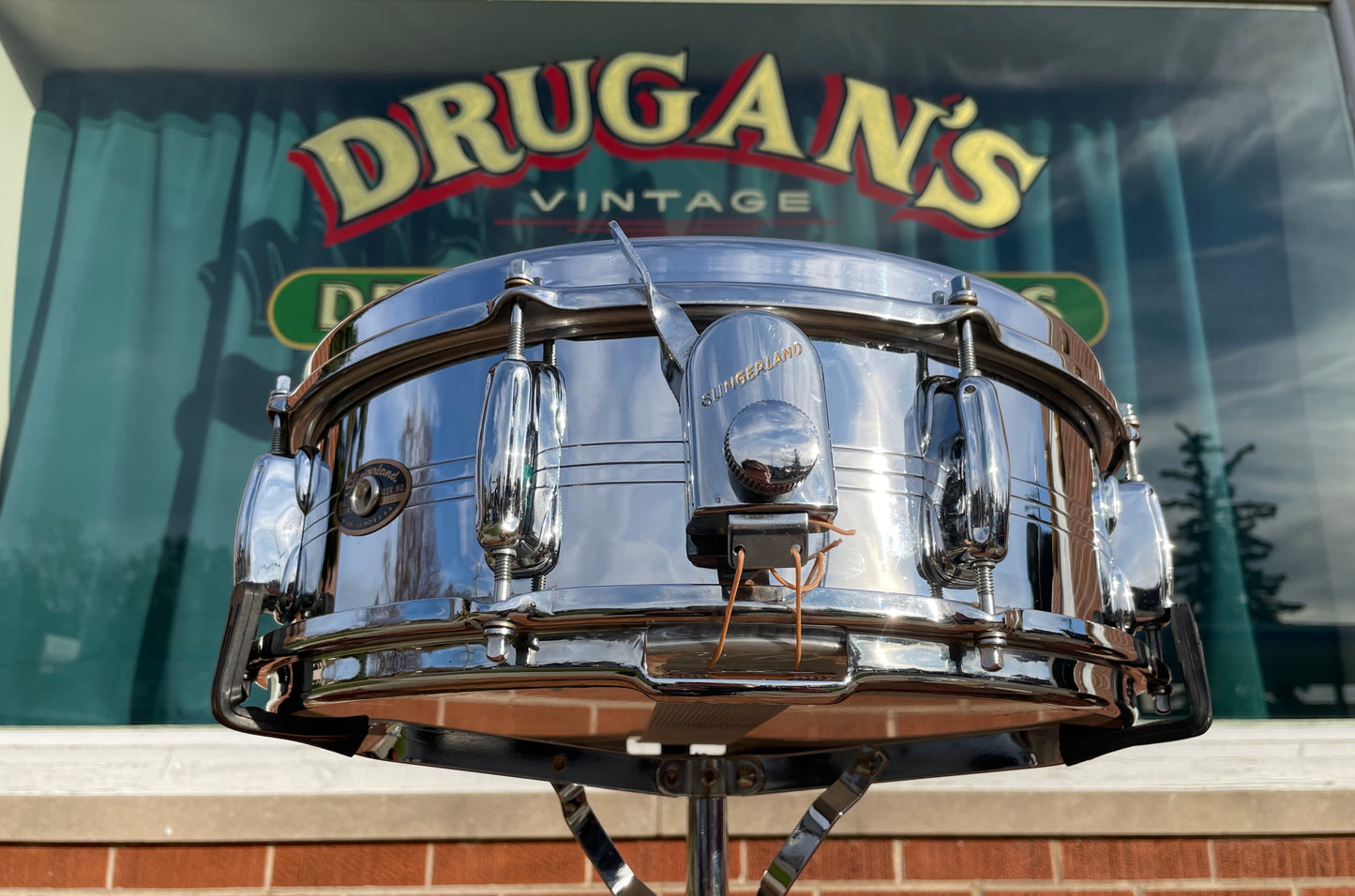 1960s Slingerland No. 130 Gene Krupa 5x14 Sound King Chrome Over Brass Snare Drum w/ Zoomatic Strainer