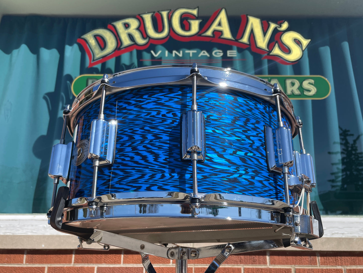 Rogers 6.5x14 Wood Dyna-Sonic Snare Drum Blue Onyx Dynasonic Reissue #37-BLO