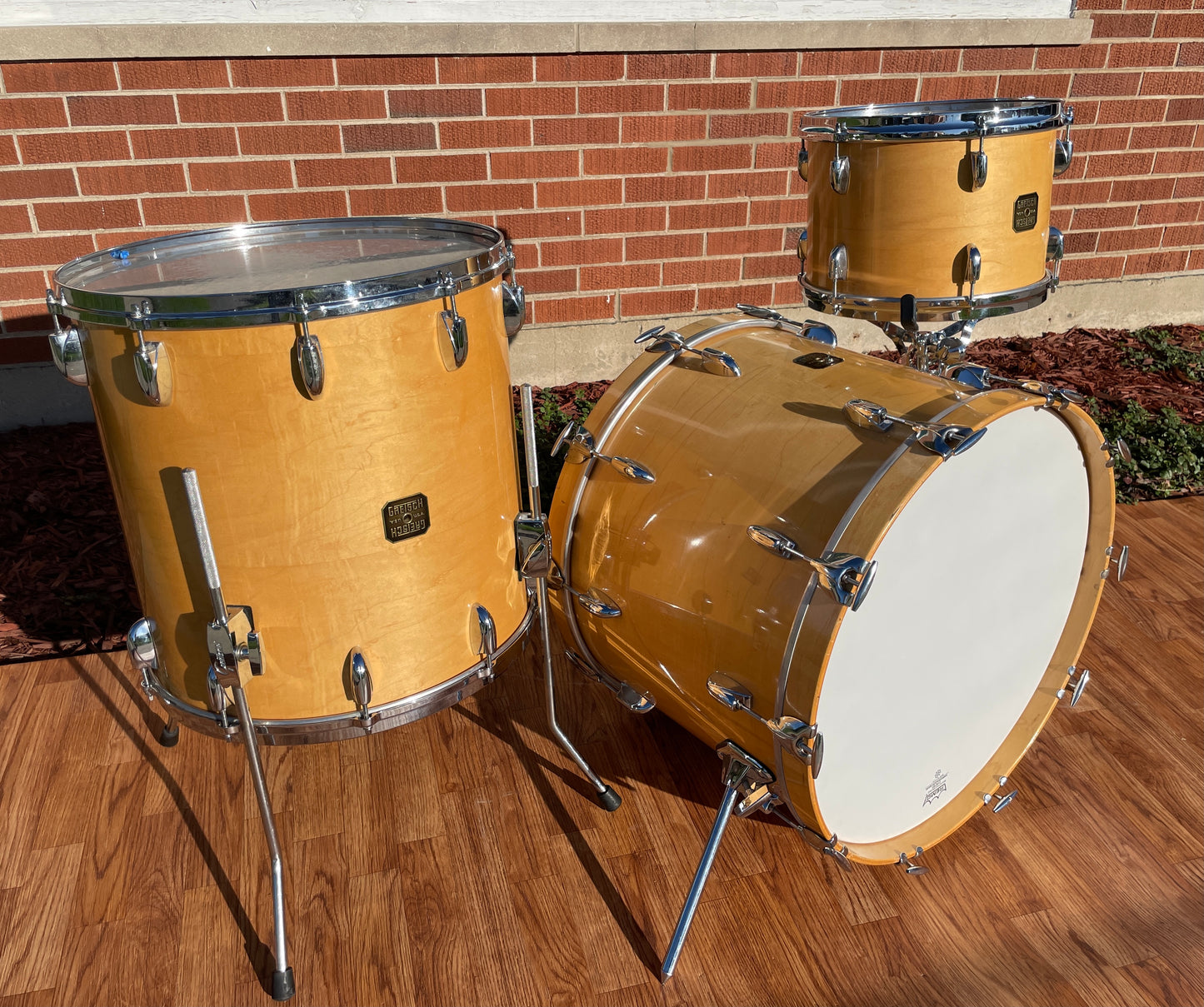 1980s Gretsch Square Badge Drum Set Natural 16x22/9x13/18x18 Jasper Shells