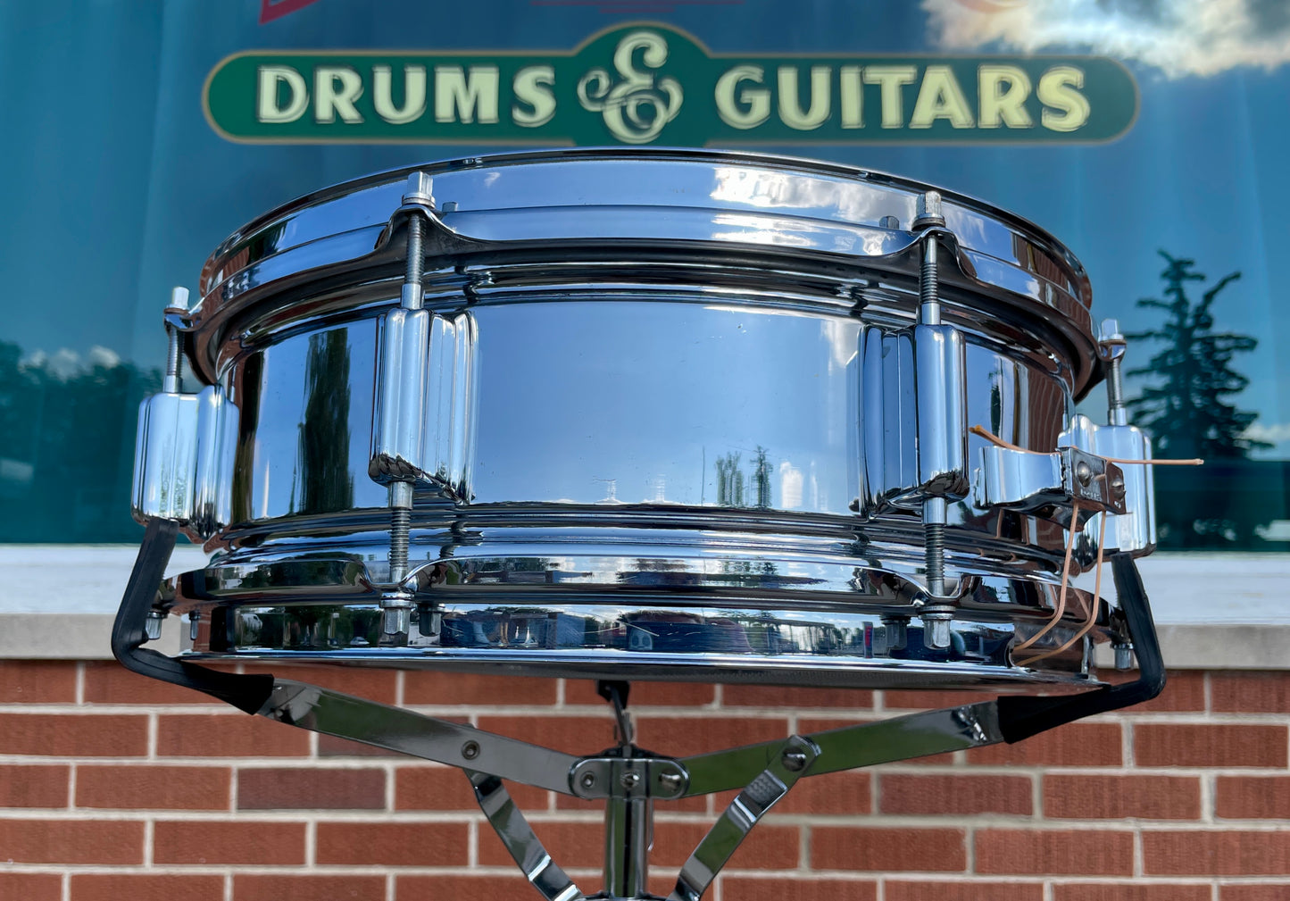 1960s Rogers 5x14 Powertone Snare Drum Chrome Over Brass Dayton COB