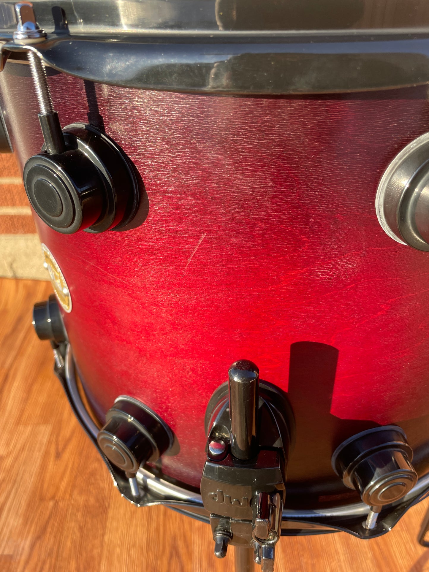 DW Collector's Series 11x14 Floor Tom Drum Single Red-Black Fade Burst Drum Workshop