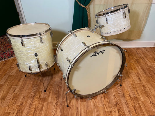 1940s Leedy Drum Set White Marine Pearl 24/13/16