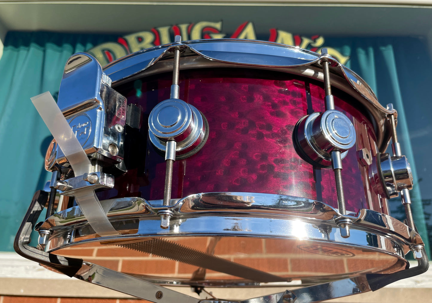 1998 Drum Workshop 5.5x14 Birdseye Maple Snare Drum Burgundy Wine DW Keller Shell