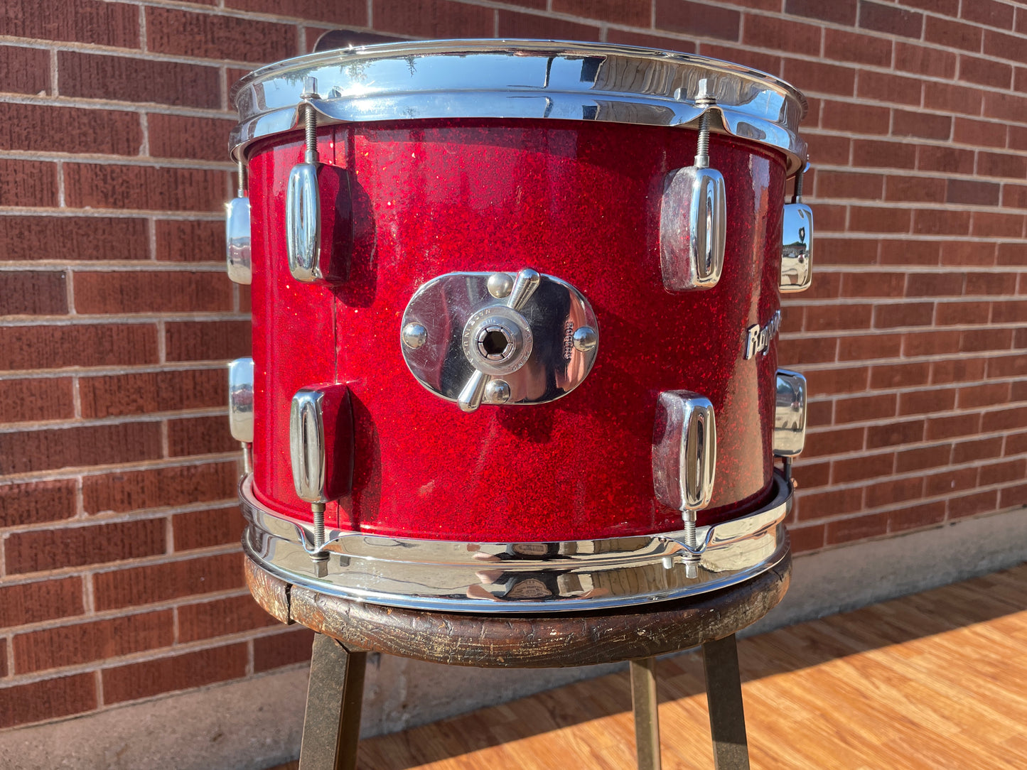 1960s Rogers 9x13 Holiday Tom Drum Sparkling Red Pearl Cleveland Glass Glitter Sparkle