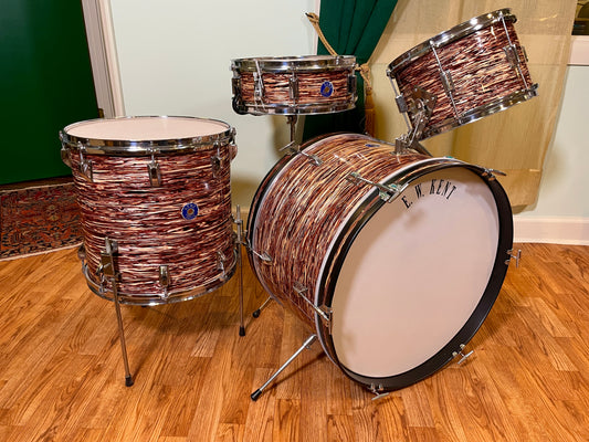 Vintage Kent Drum Set Raspberry Swirl 22/13/15/5x14 *Video Demo*