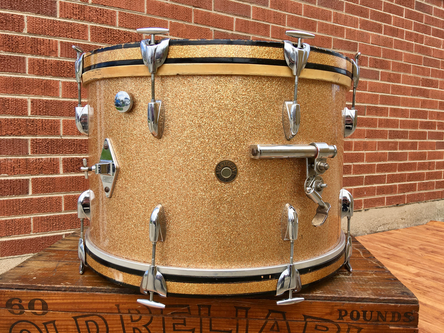 1960s Gretsch Round Badge 14x22 Name Band Champagne Sparkle Bass Drum