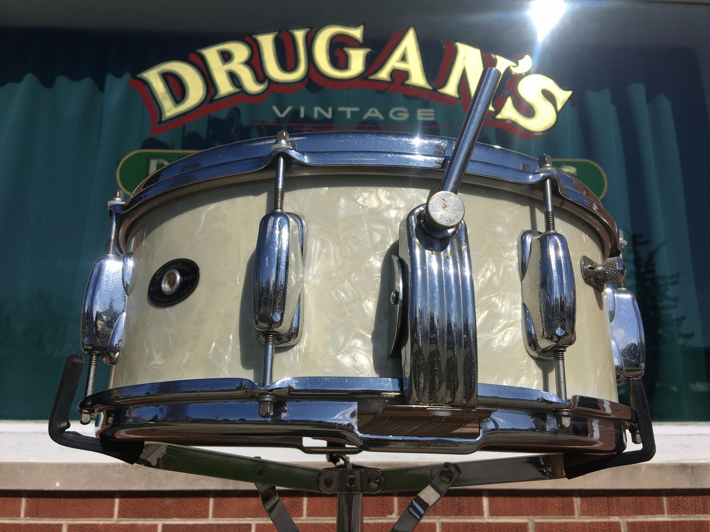 1956-59 Slingerland 5.5x14 Radio King Snare Drum White Marine Pearl