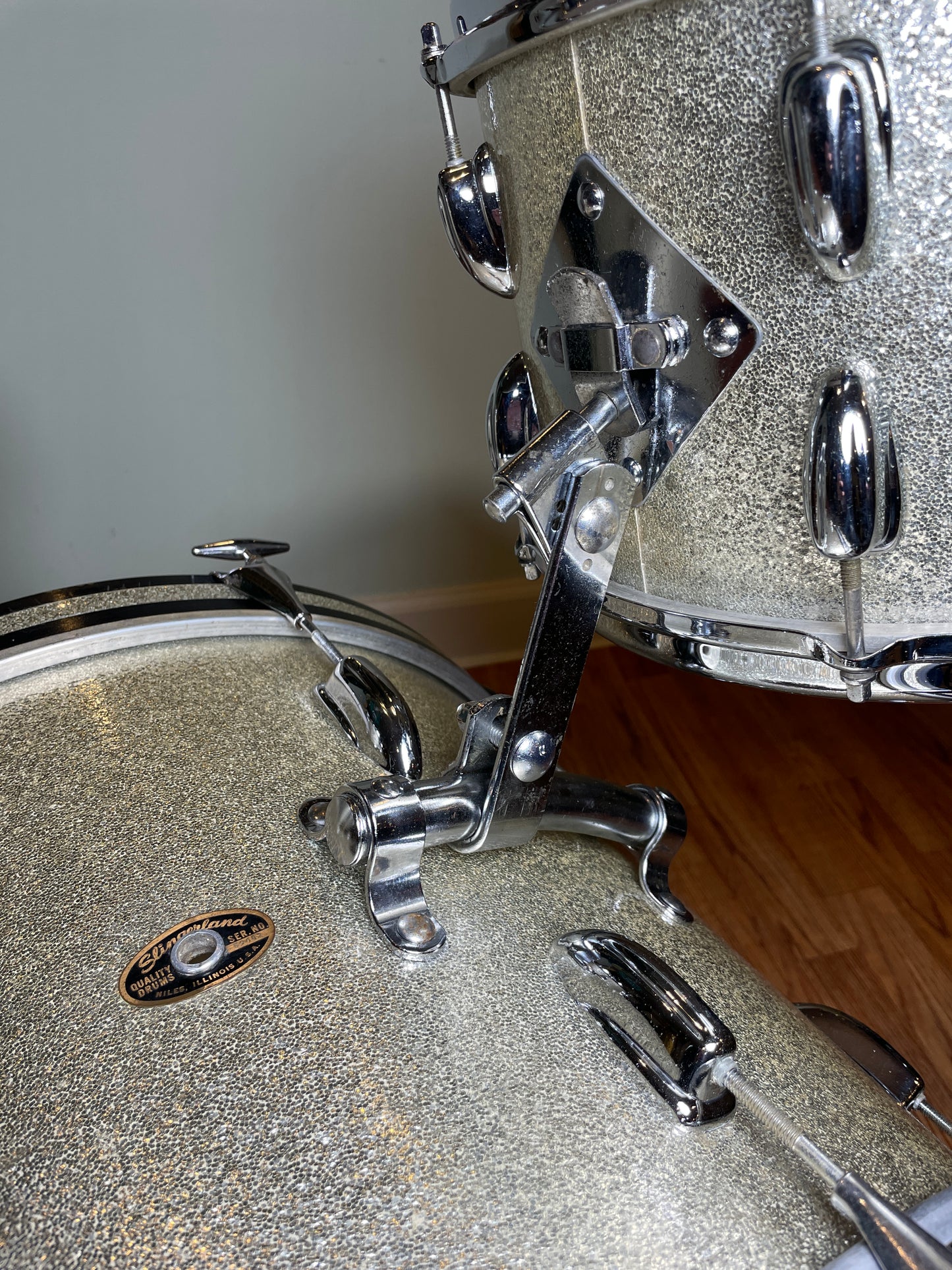 1965 Slingerland Modern Jazz No. 9N Drum Set Silver Sparkle 20-12-14