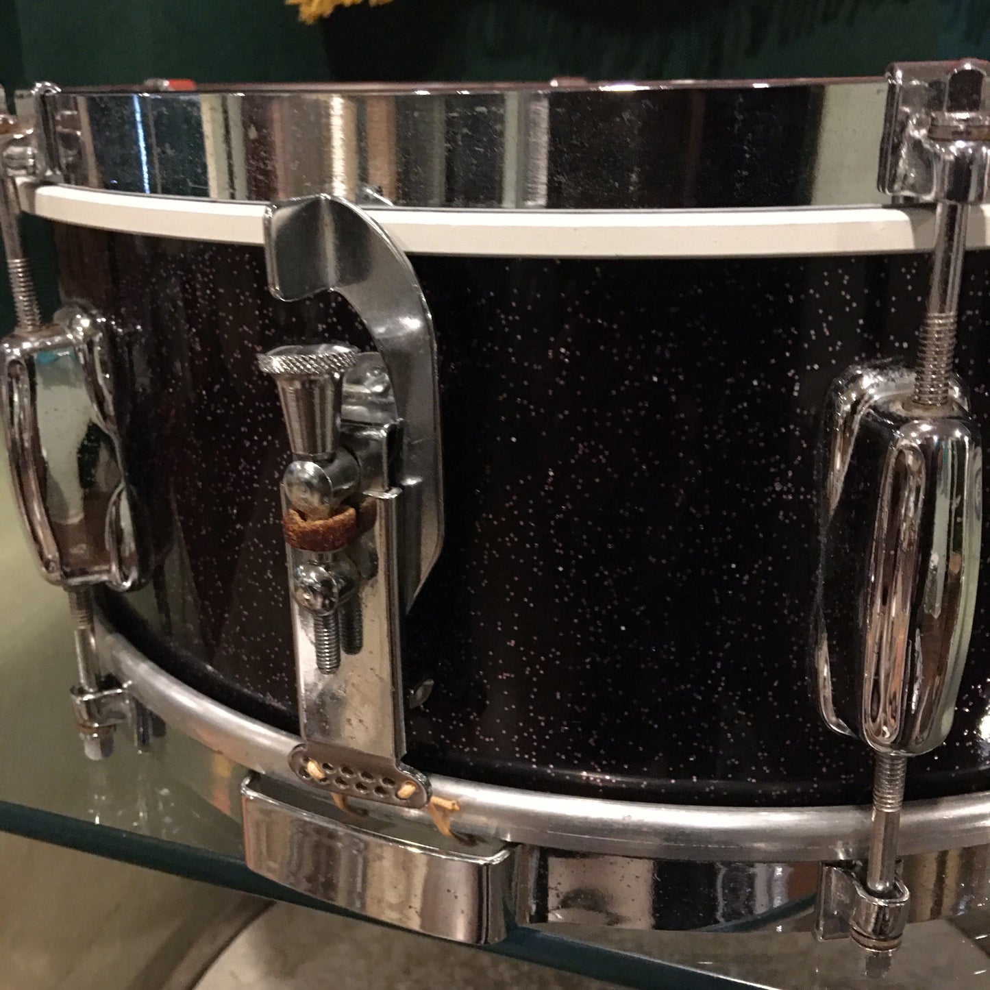 1966 Slingerland 5.5x14 Deluxe Student Model Snare Drum Black Sparkle