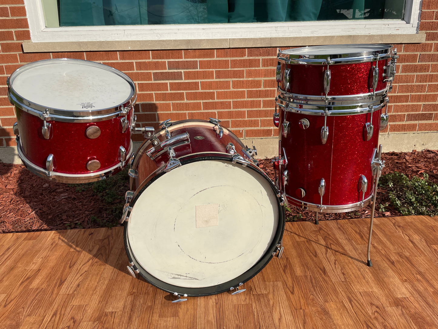 1960s Gretsch Progressive Jazz Drum Set Red Sparkle