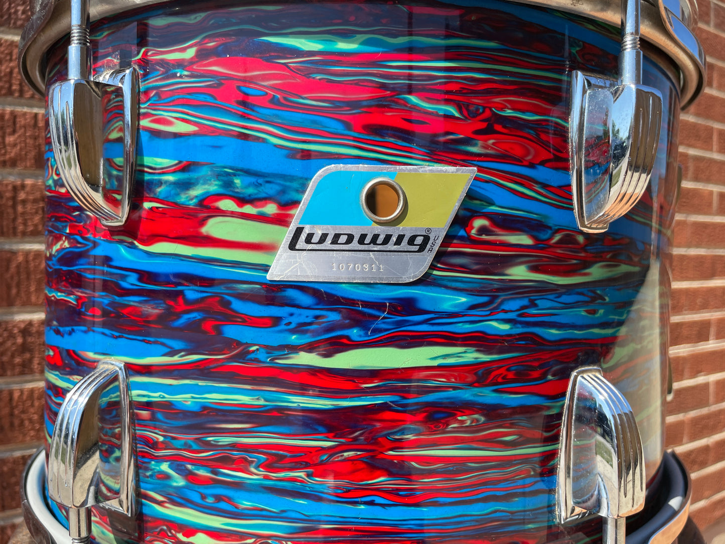 1970s Ludwig 8x12 Tom Drum Psychedelic Red