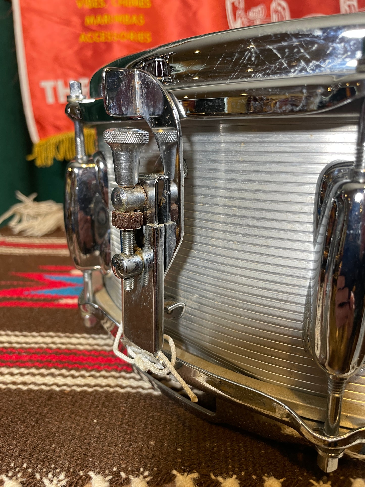 1960s Slingerland No. 140 5x14 Ribbed Aluminum Snare Drum