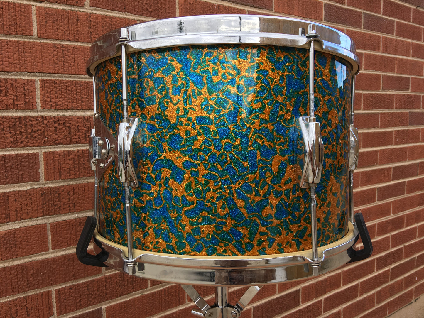 1960s Del Rey 9x13 MIJ Tom Drum - Blue/Gold Sparkle