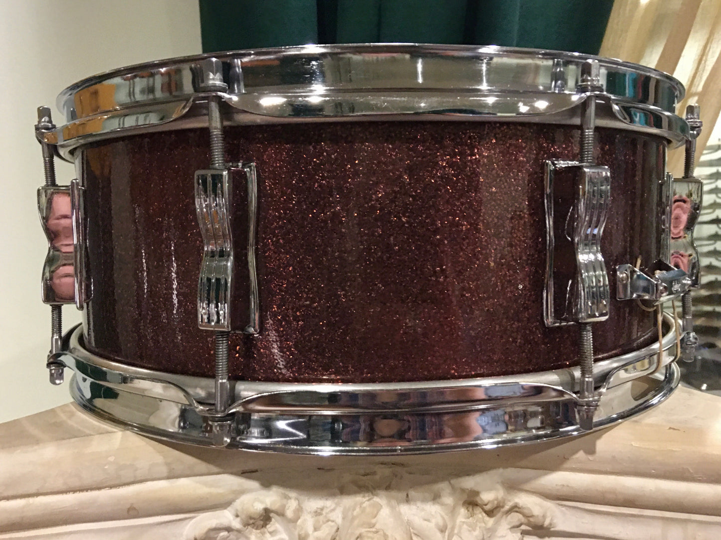 1966 Ludwig 5x14 Jazz Festival Snare Drum Burgundy Sparkle