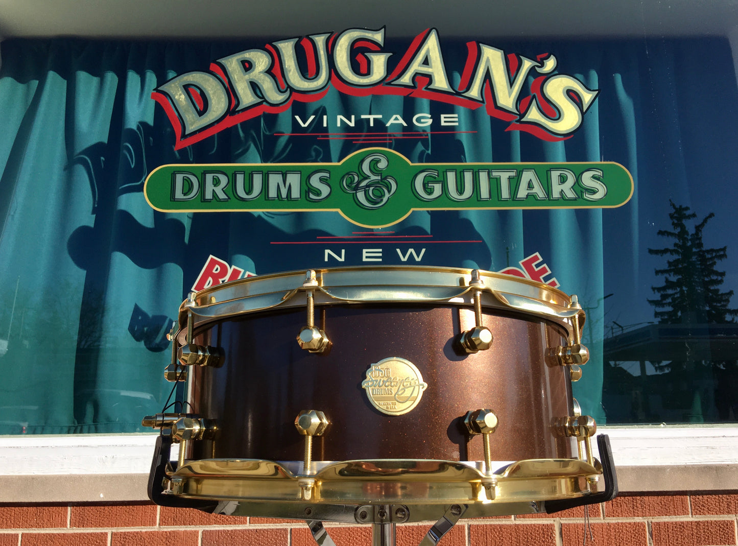 Doc Sweeney 5.5x14 Custom One-Off Spun Brass Shell Snare Drum Metallic Bronze Sparkle 19lbs!