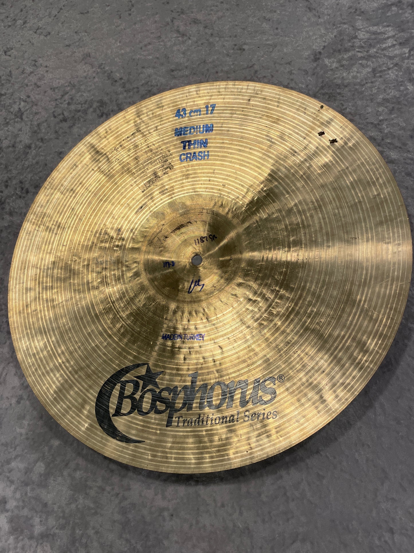 17" Bosphorus Traditional Series Medium Thin Crash Cymbal 1187g