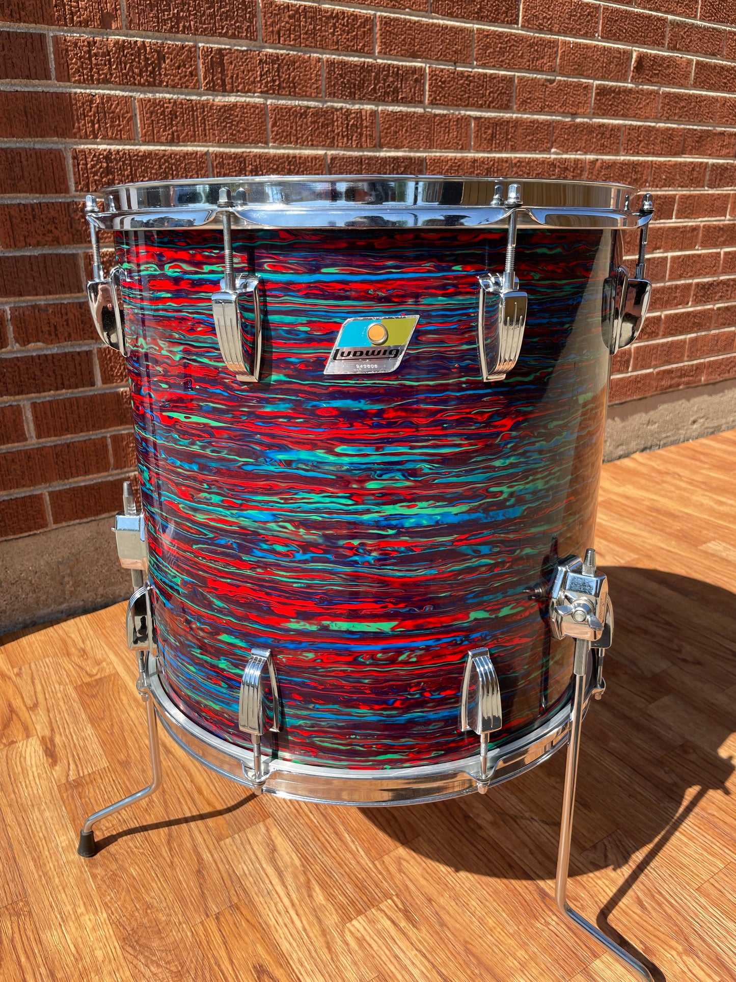 1970s Ludwig 16x16 Floor Tom Drum Psychedelic Red