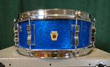 1960s Ludwig 5x14 Jazz Festival Snare Drum Blue Sparkle