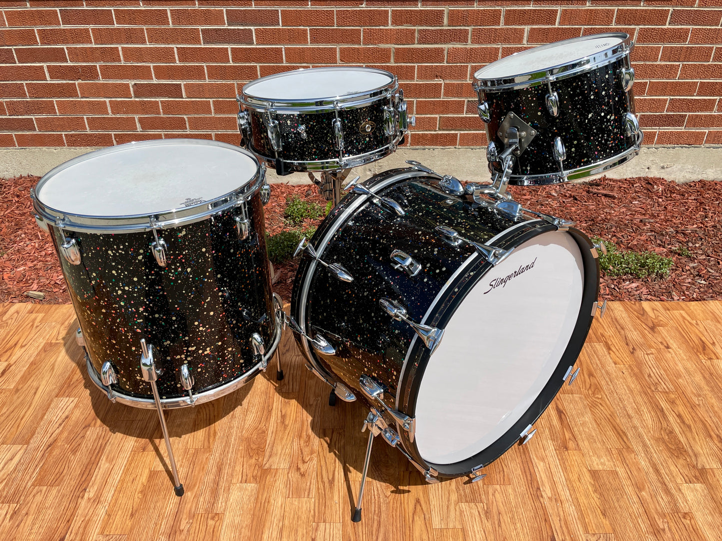 Early 1960s Slingerland Gene Krupa Deluxe Outfit No. 1-N Drum Set Mardi Gras Pearl 22/13/16/5.5x14