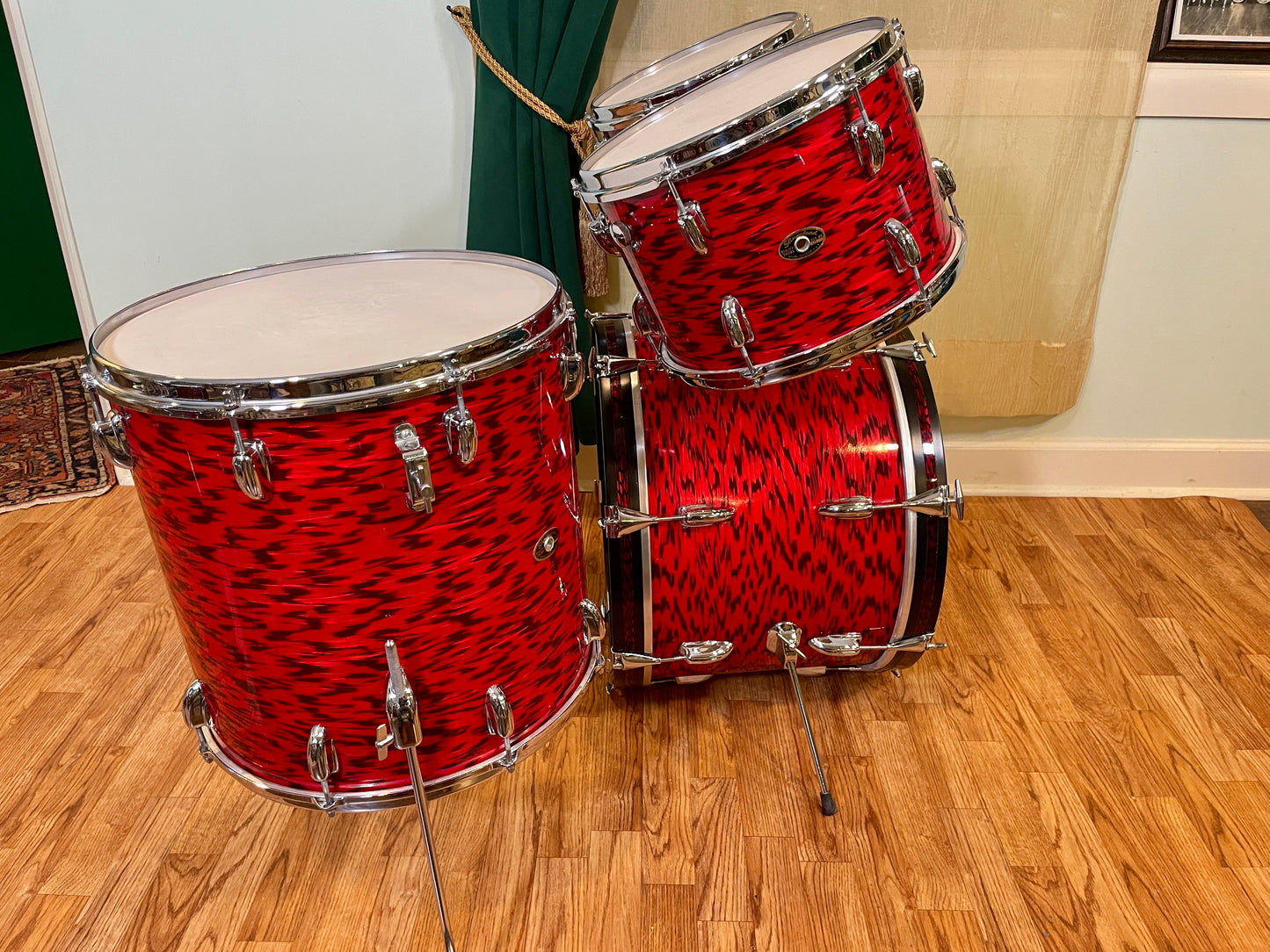 1960s Slingerland Red Tiger Drum Set 20/12/13/16