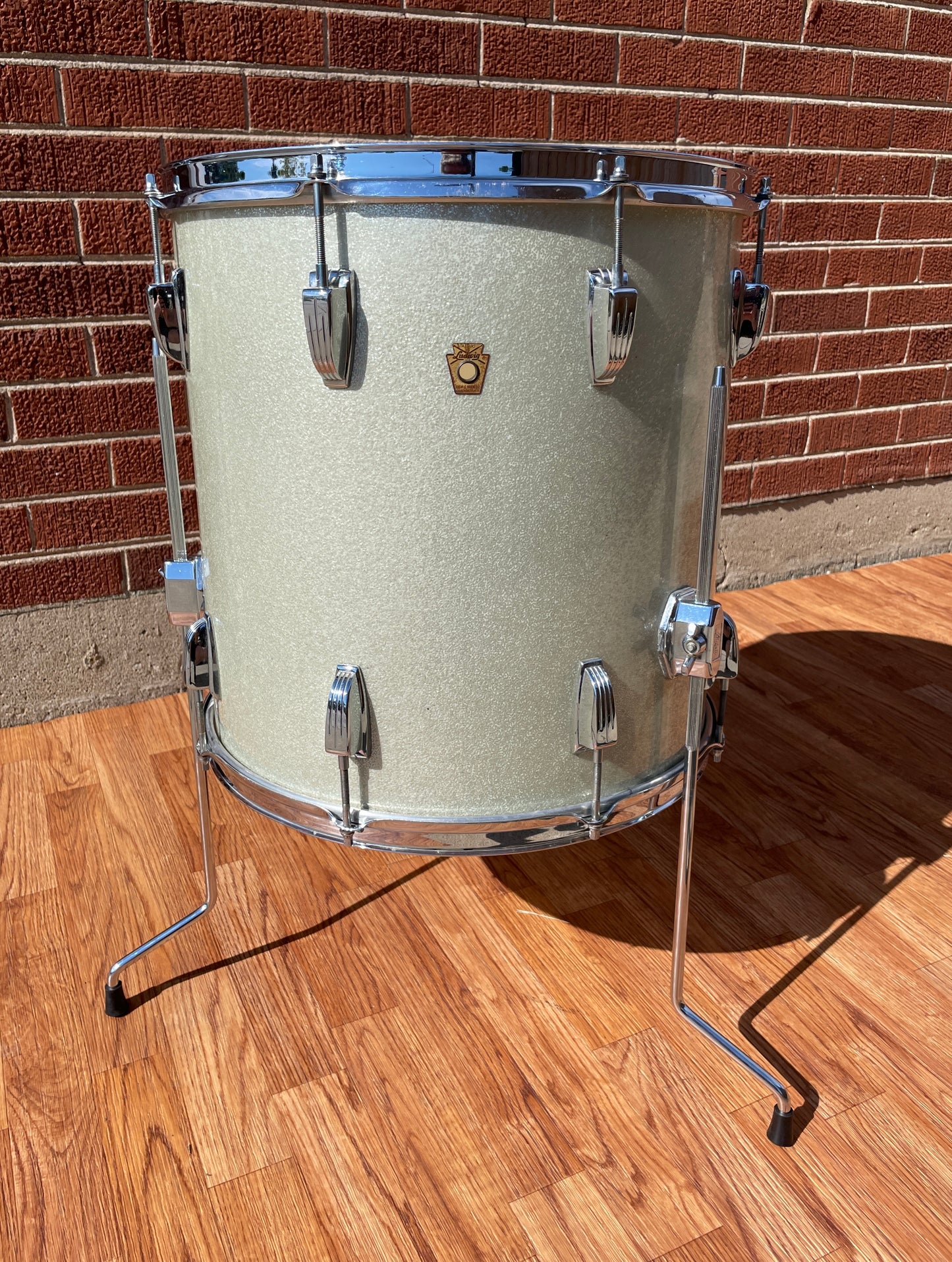 1965 Ludwig 16x16 Floor Tom Drum Silver Sparkle COB