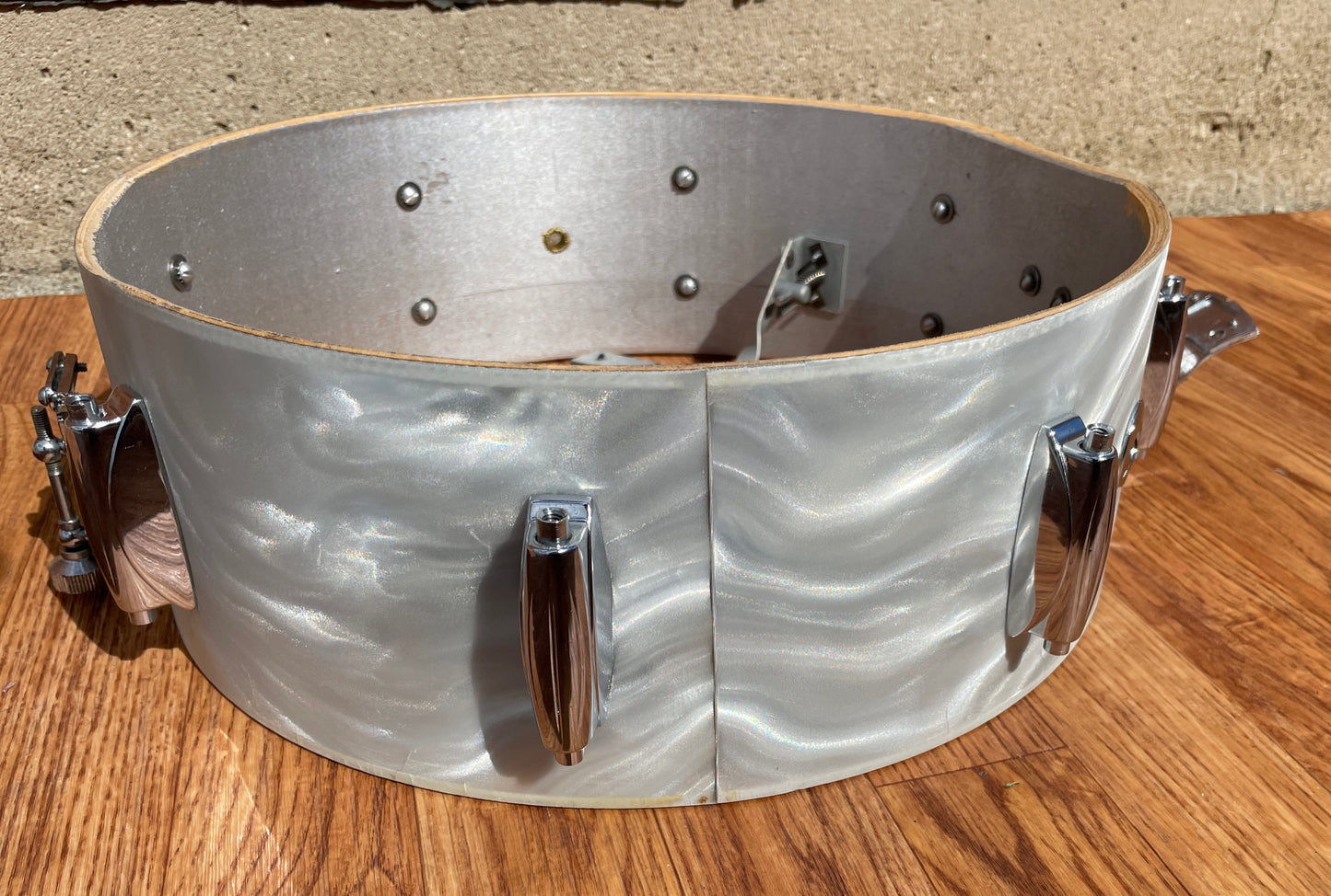1960s Gretsch Progressive Jazz Drum Set Silver (White) Satin Flame