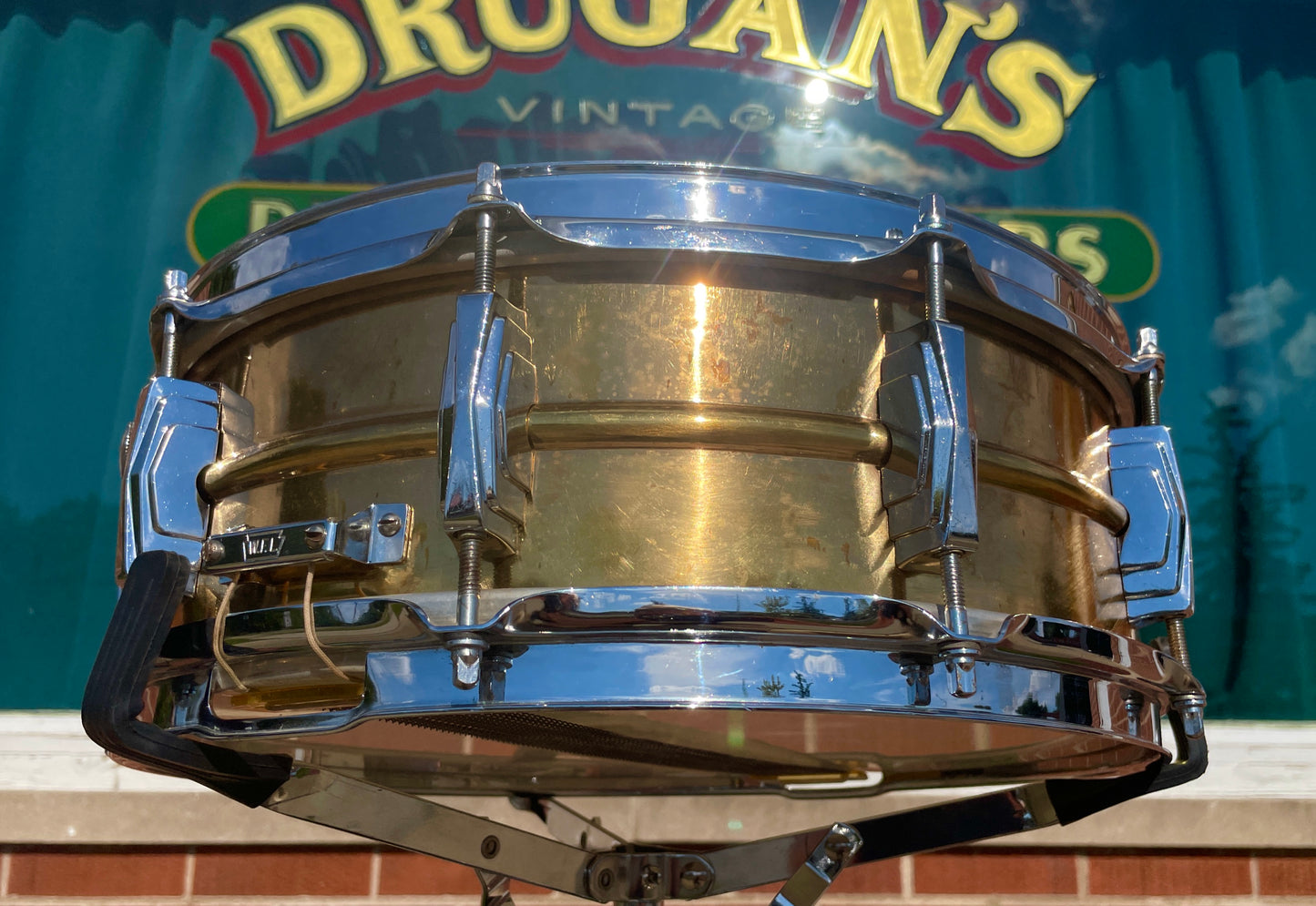1958-60 Ludwig Trans Badge Super 401 5x14 Lacquered Brass Supraphonic Snare Drum