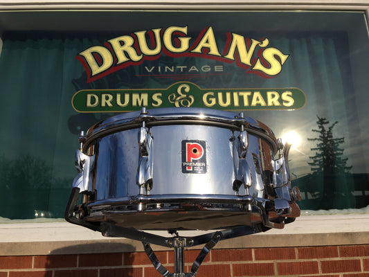 1970s Premier 5.5x14 Model 2000 Snare Drum Chrome Over Aluminum Made in England